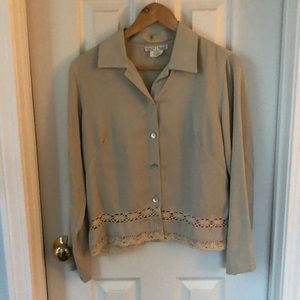 Khaki lightweight jacket with crochet detail